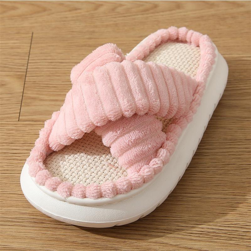 Spring and summer couple linen slippers women's home indoor non-slip four-season cotton and linen cool slippers home