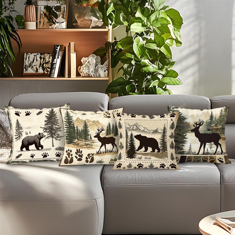 Rural Style Wildlife Cushion Pillowcase Printed Polyester 45x45cm Throw Pillow Cover Decorative Sofa Cushion Pillowslip Decor