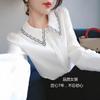 Women's Chiffon Shirt Long Sleeved Spring and Autumn Outfit Embroidered Collar Versatile Top