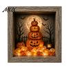 Decorative Seasonal Lights Halloween Lighted Frame Ornaments, Light Up Shadow Box, Warm Detailed Resin Ornaments Atmosphere LED for Home Living