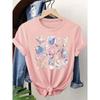 Seashell & Starfish Women's Tee - Coastal Beach Graphic, Casual Light Blue Top