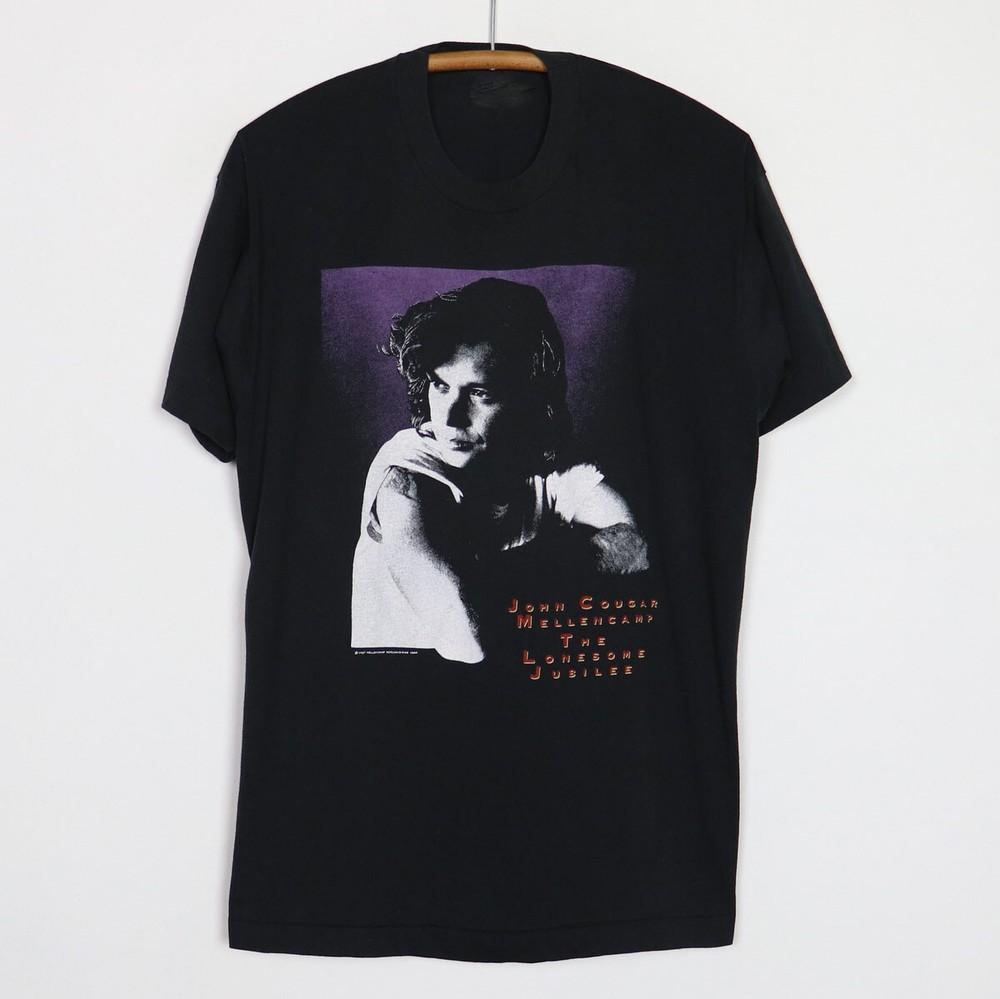 Vintage John Cougar Music Star Heavy Cotton Black Unisex Tee Shirt AG236 Unisex T-Shirt XL