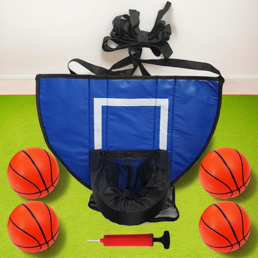 Adjustable Trampoline Basketball Hoop Soft Basketball Rebounder Hoop With 4 Balls Trampoline Parts For Kids Playground Family