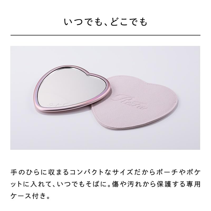 ReFa HEART MIRROR Brush Single Heart-Shaped Hair Brush with Three-Tiered Pins that Detangle and Polish, M Pink