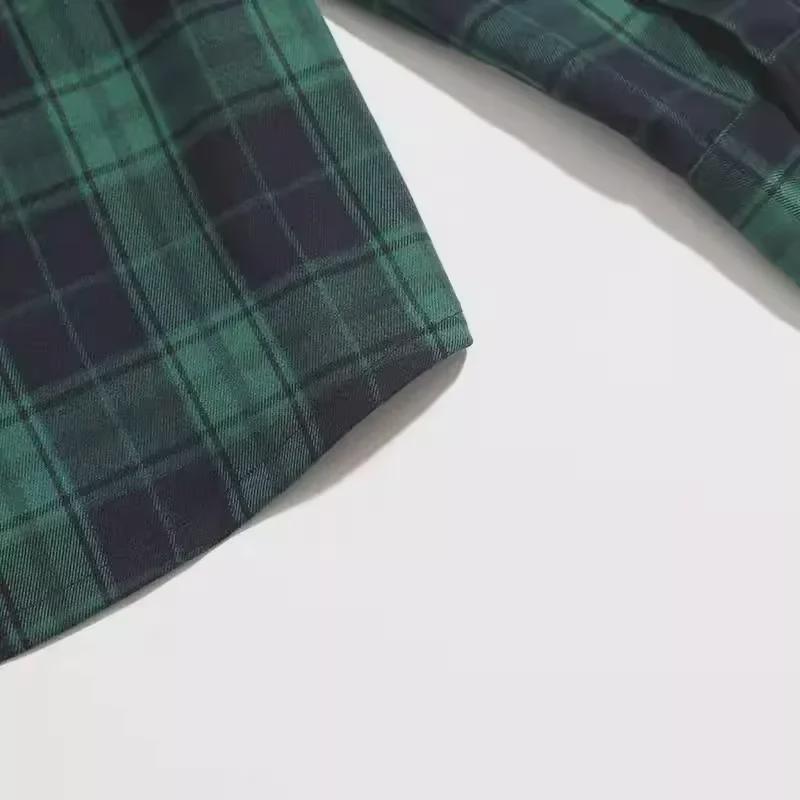 Verdicktes Khaki-Karohemd für Herren – Retro-amerikanische Arbeitskleidung, 300 g, langärmlig mit Doppeltaschen