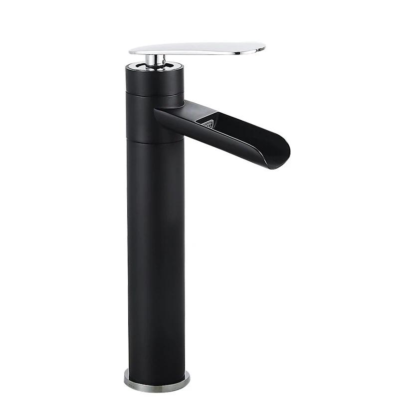 Antique Basin Faucets Waterfall Faucet Bathroom Black Sink Taps Single Lever Hot and Cold Water Mixer Taps Black White