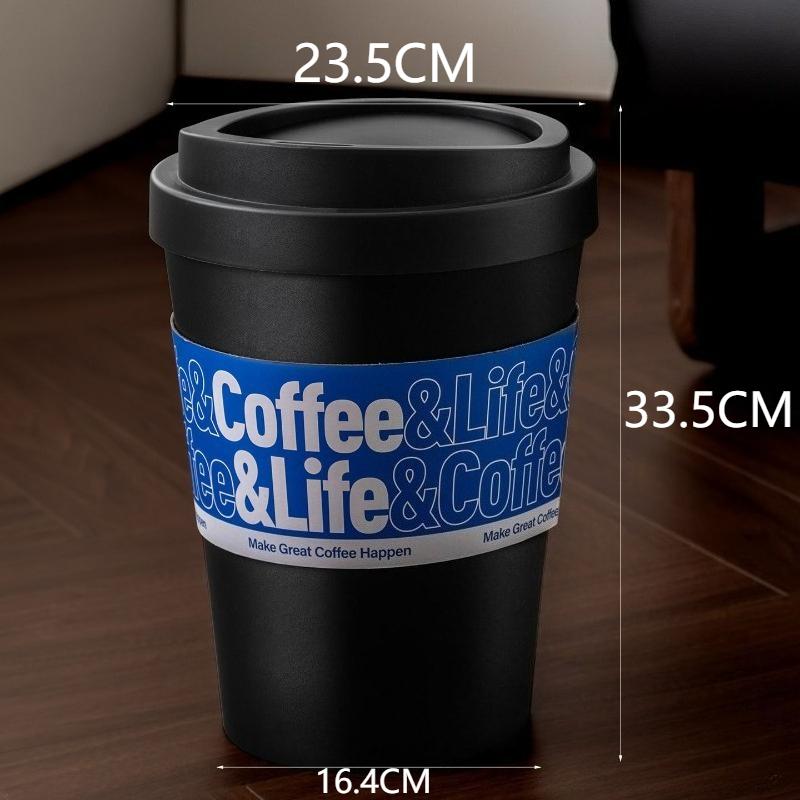 

Creative Coffee Cup Wastebasket Bedroom Trash Can with Lid Living Room Trash Bin Luxury Large Capacity Home Hall Recycle Bin чорний