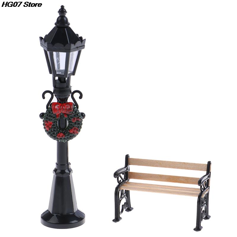 Hot sale 1/12 Dollhouse Miniature Christmas Park Street Lamp Doll Streetlight Decor Toy Home Decor 1pc