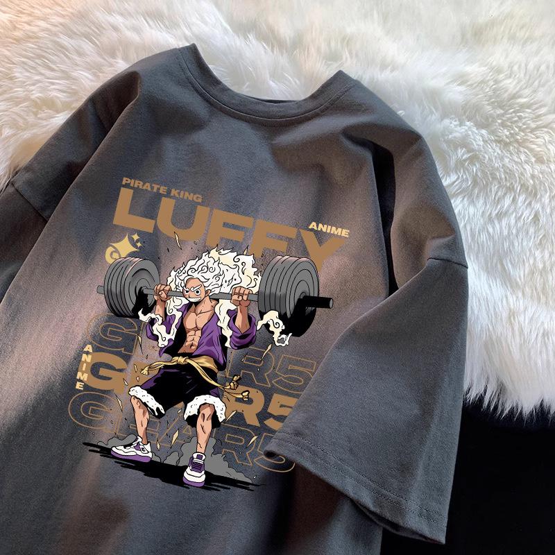 

2026 Summer Japanesestyle Anime ONE PIECE Luffy Gear 5 Printed Loose Shortsleeved Cotton Tshirt Tide Pure Cotton Unisex Y2k S