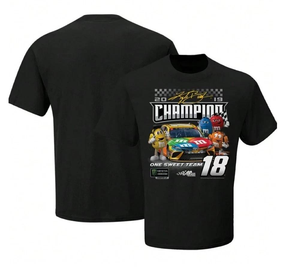 Kyle Busch #18 M&Ms 2019 Cup Champion Nascar Racing Graphic T-Shirt New XXXXL
