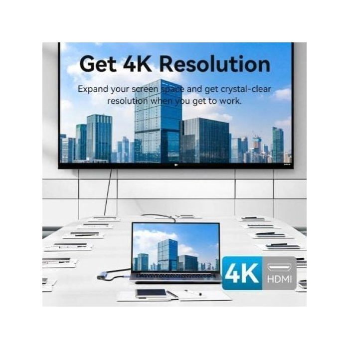 Station d'accueil Vention TGESB 3xUSB 3.0 HDMI 4K@30Hz USB-C PD 100W Aluminium Bleu