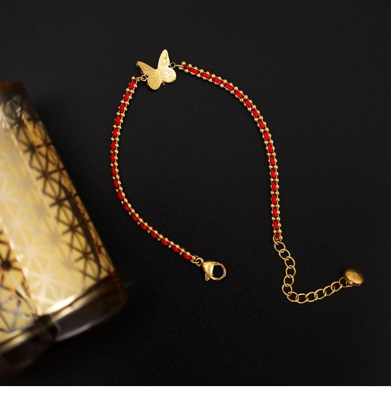 Pulsera Roja de Año Nuevo Tejida a Mano para Mujer con Cuentas Doradas - Regalo Tai Sui