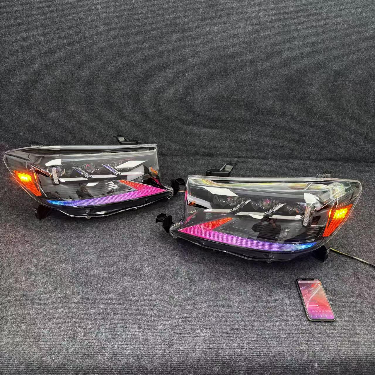 LED RGB Headlights for 2008-2011 Toyota Fortuner - Seven-Color Custom 08 Fortuner Headlights RGB Plated