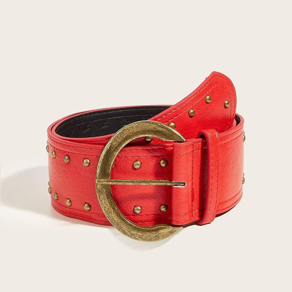 Gothic Women's Rivet Belt Y2k Dress Jeans Belt Niche Leather Waist Belt Streetwear