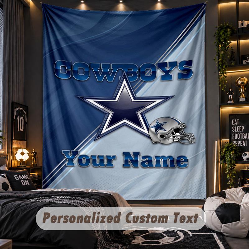 TapestryDallas Cowboys Custom Name Text Personalized Wall Hanging Tapestry Home Wall Decor