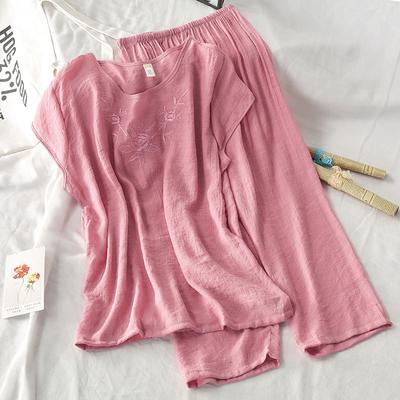 Pigiama in Cotone Lino da Donna Set Pigiama Ricamo Pigiama Pjs Estivo Indumenti da Notte