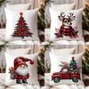 Christmas Pillows With Tree Deer Santa Truck Square Polyester Pillowcase, Modern Sofa Decorative Cushion Cover