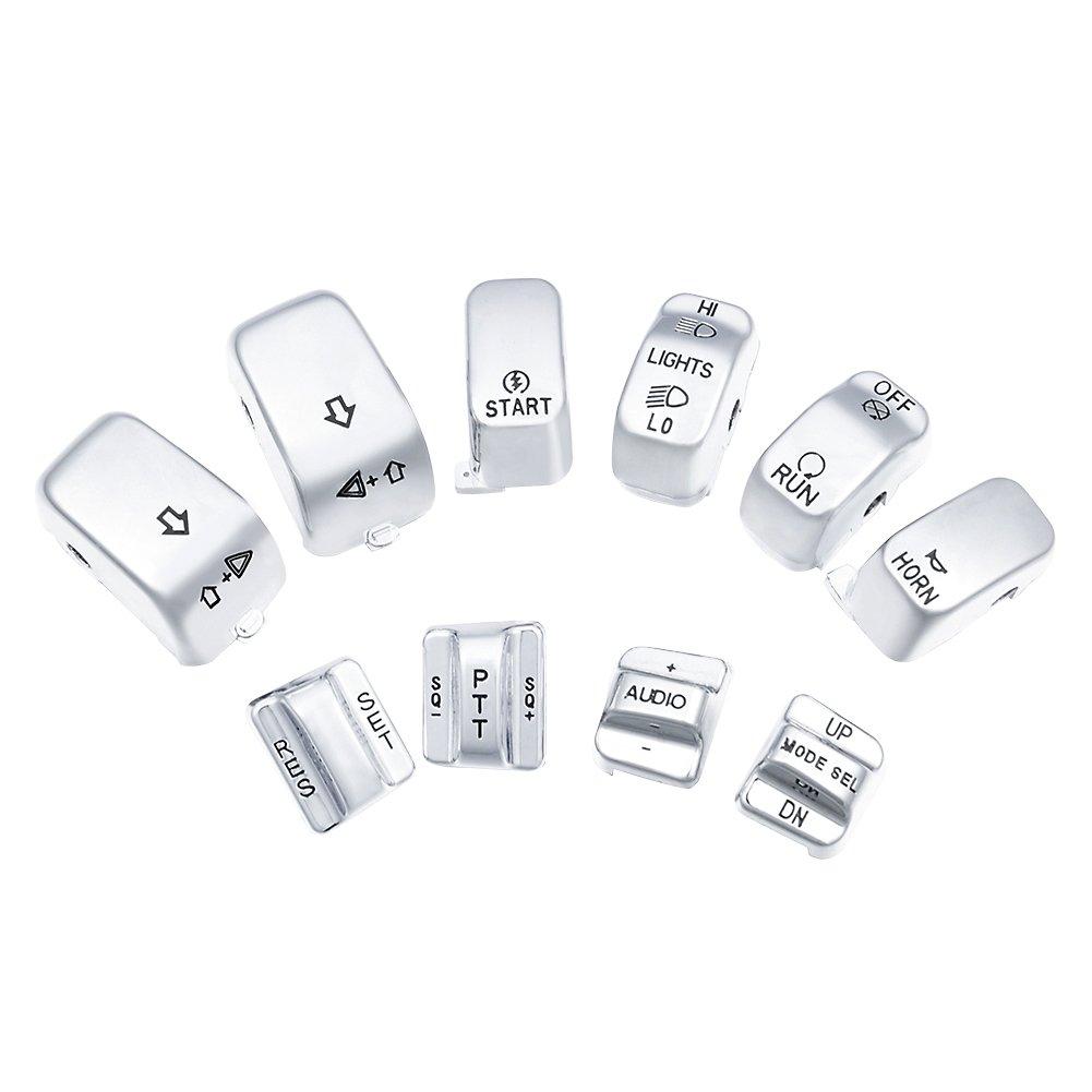 Chrome Switch Housings Caps Set Compatible with Harley Davidson Electra Glide Road King Tri Glide 1996-2013
