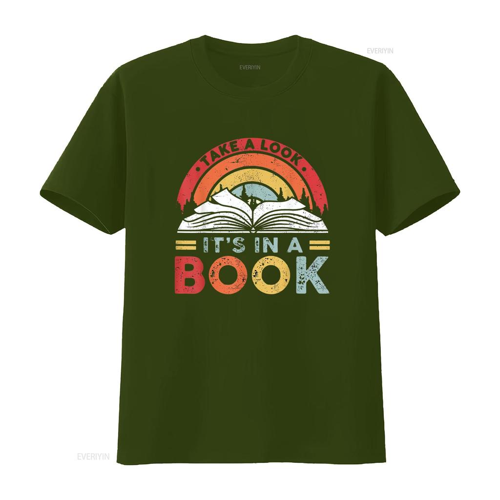 Take A Look Its In Book Vintage Reading Bookworm Designer Women S T Shirt Casual S Vintage Washed Homme Streetwear Soft