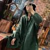 Johnature Linen Print Vintage Women Coats Chinese Style Spring Full Sleeve Loose Retro O-neck Cotton Warm Parkas Coats
