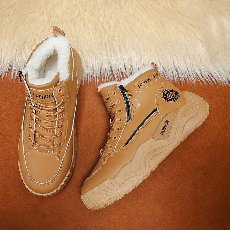 

Cotton shoes winter new velvet warm snow boots outdoor thick sole heightening casual sports shoes DY 39 хаки