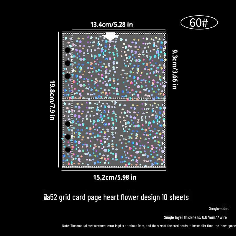 Album compact A5, transparent, antiderapant, cu pagini detașabile de 3 inci, patru pătrate, pentru depozitarea cardurilor mici