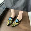 Fashion Summers Embroidery Women Mules Slippers Luxury Fashion Elegant Pointed Toe Slides Shoes Ladies Dress Flats Sandalias2025