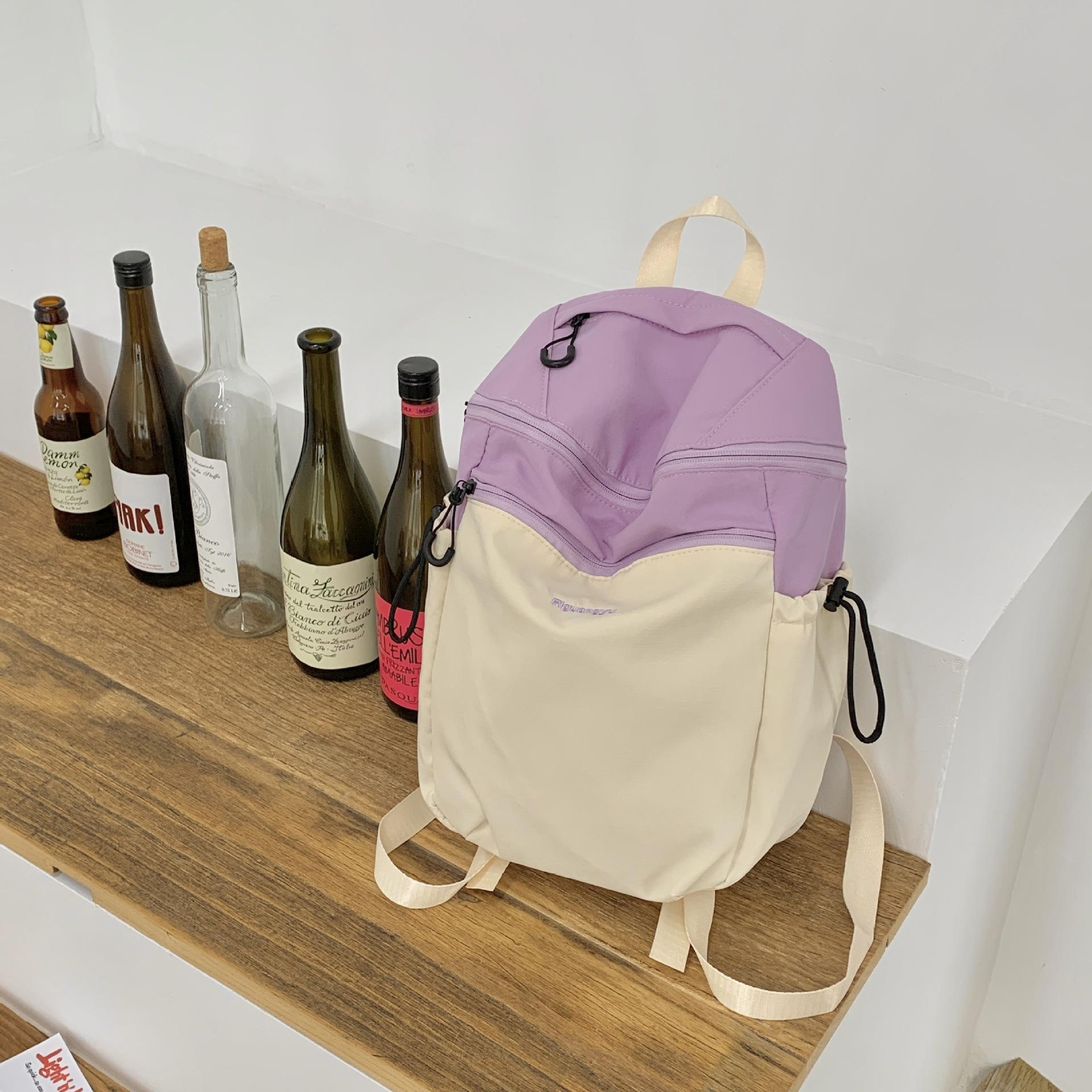 

Backpack Women s Large Capacity 2024 New Casual Cloth Bag Handheld Student School Bag Premium Travel Backpack фіолетовий