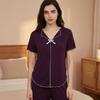 European and American new wholesale short-sleeved pajamas set women's summer loose sweet bow casual home two-piece set
