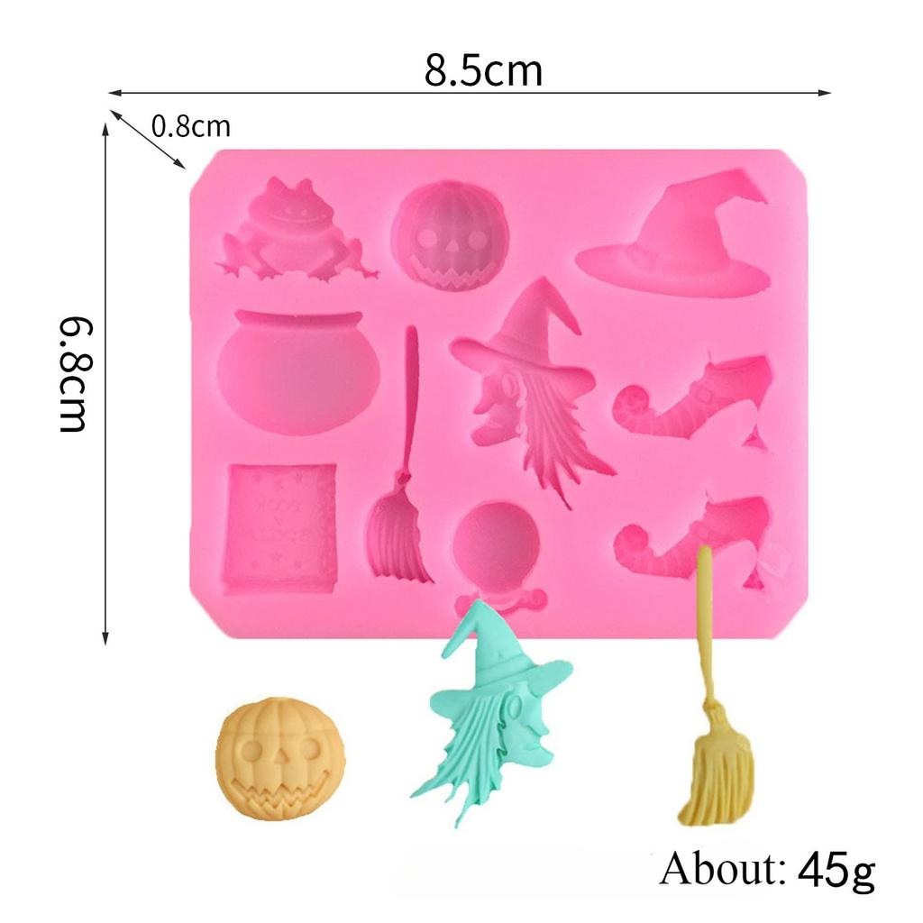 Halloween Silicone Molds Non-stick Ghost Pumpkin Bat Skull Witch Hat for DIY Fondant Pudding Cupcake Chocolate Candy Baking Mold