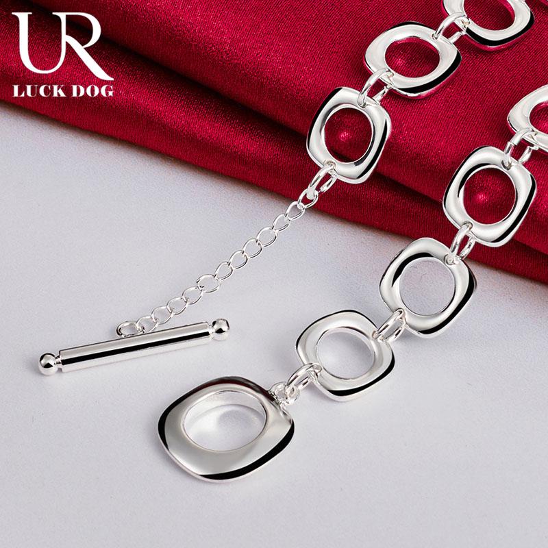 Corrente quadrada de prata esterlina 925 20 polegadas colar feminino joias de casamento da moda