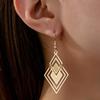 Elegant Sexy Summer Drop Earrings Rhombus Hollow Pendant Dangle Earrings Stackable Geometric Golden Jewelry Gift