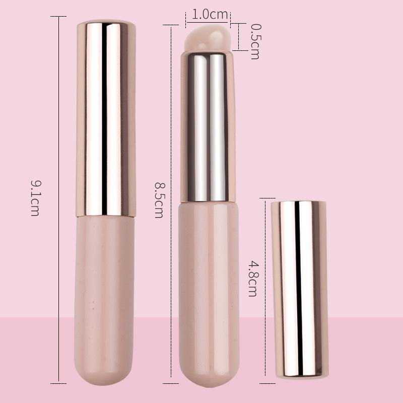 Two-in-One Silicone Lip & Concealer Brush with Lid - Round Head for Lipstick, Lip Balm, and Nail Art.