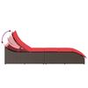 Folding Sun Lounger with Cushion and Storage Space Brown Poly Rattan