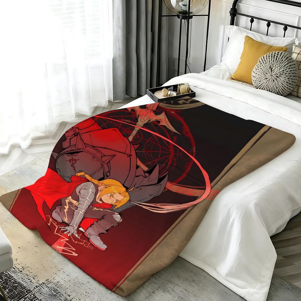 Anime F-Fullmetal Alchemist Throw Flannel Blanket Perfect for Sofa Office Bed Travel Sleep Read Relax Camping Four Season Use