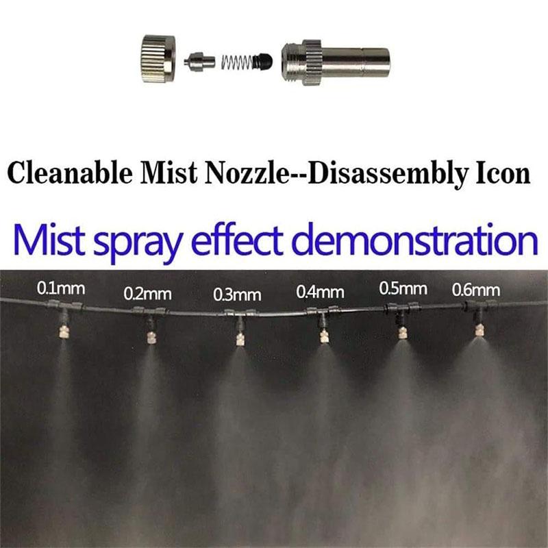 6mm Low Pressure Fine Atomization Nozzles 0.1~0.6mm Brass Misting Sprayers Irrigation Disinfection Cooling Fog Nozzles
