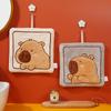 Capybara Cartoon Coral Fleece Hand Towel - Absorbent & Thickened for Kitchen/Bathroom Use