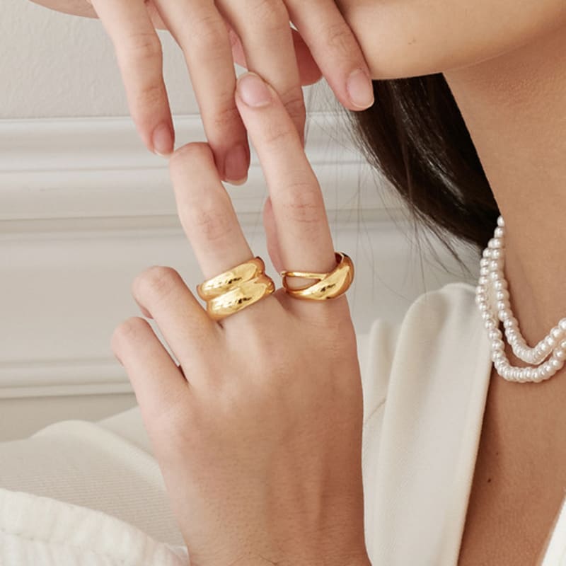 LAYERMOOD 23 Twist X Bold Ring-gold