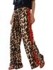 Leopard Print Patchwork Wide-Leg Women's Trousers