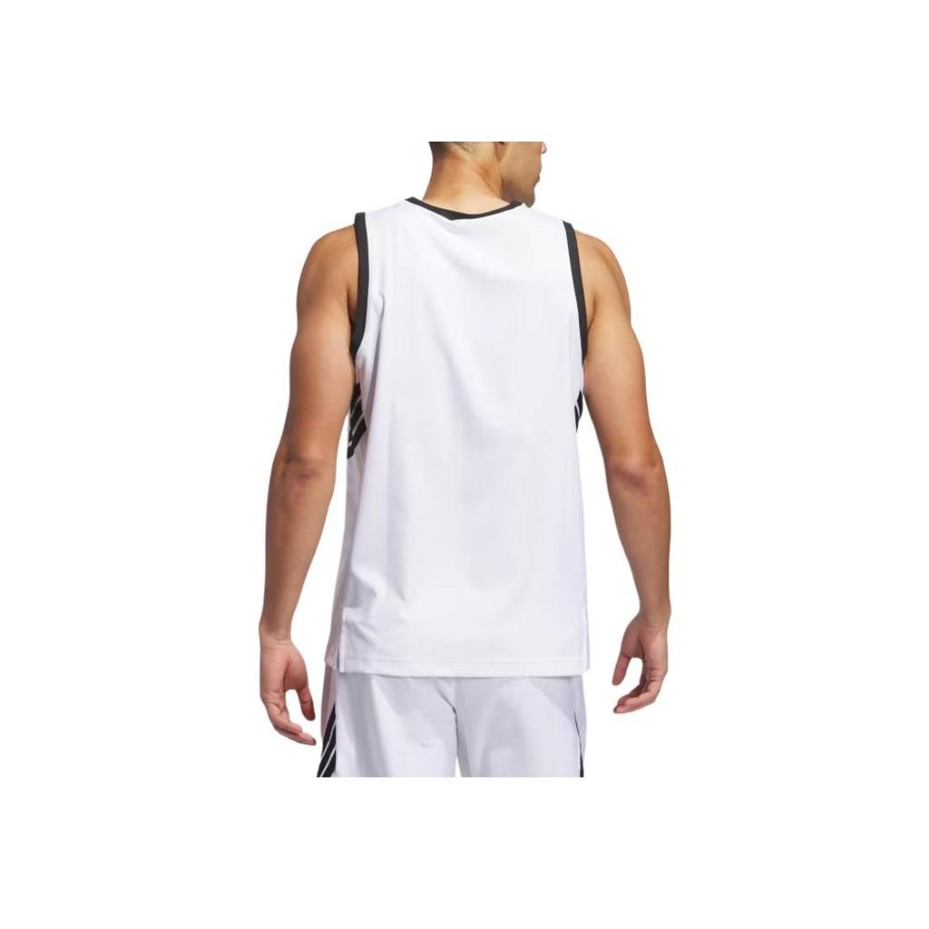 Adidas Logo Detail V-Neck Sleeveless Basketball Jersey Men Tops White JN0337