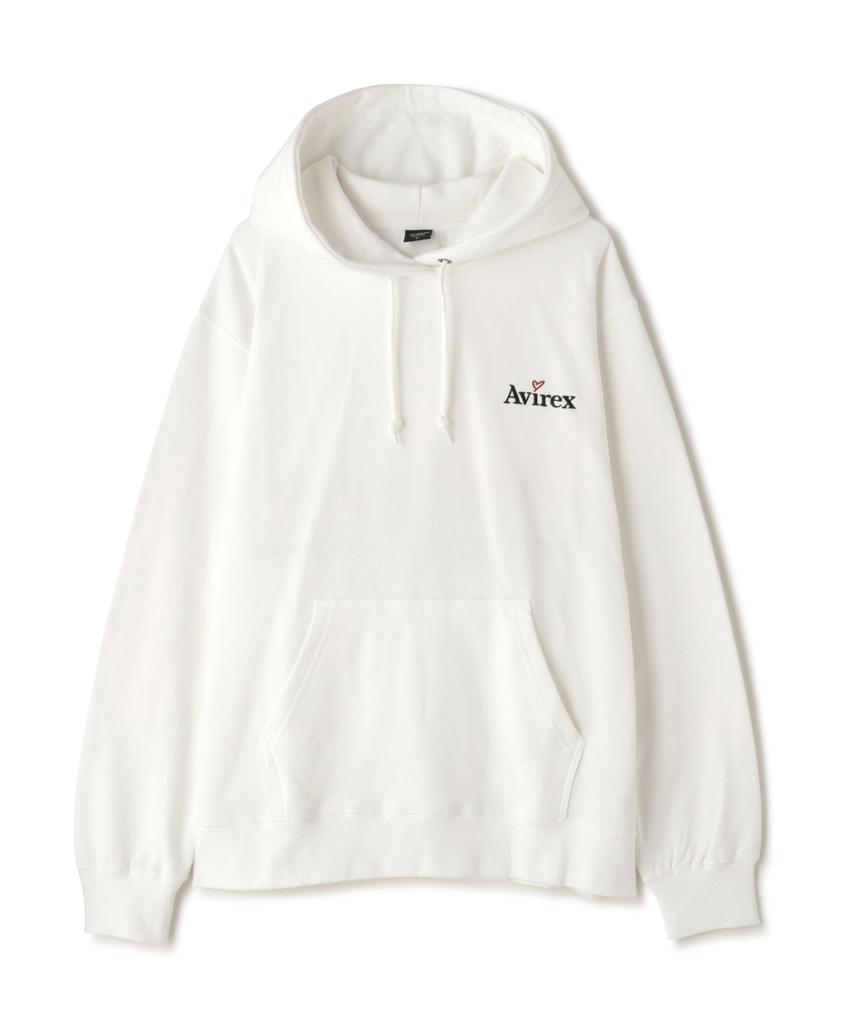 AVIREX EMBROIDERY LOGO & WISHES PULLOVER HOODIE(WEB&DEPOT Exclusive) 783-4231010 XL white