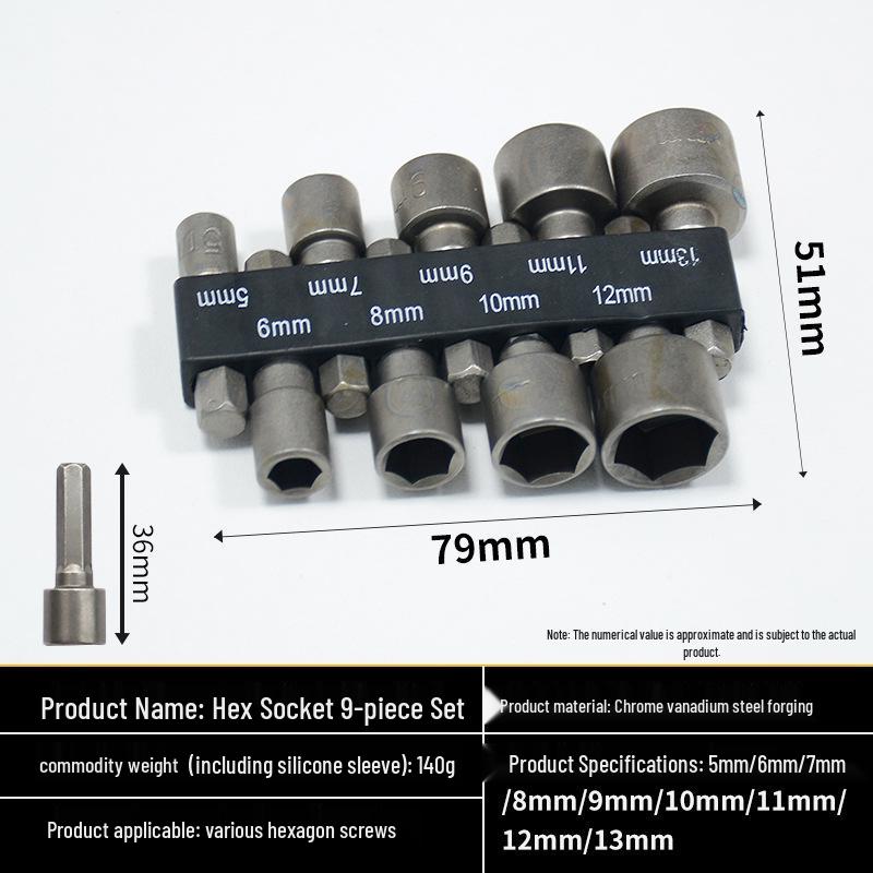 Non-Magnetic 9 & 14-Piece Socket and Hex Bit Set for Electric and Pneumatic Ratchets
