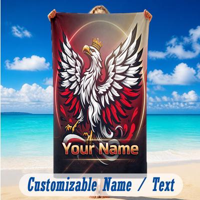 Beach Towel Custom Name Text, Quick Dry Large Towel For Beach HomePoland Football