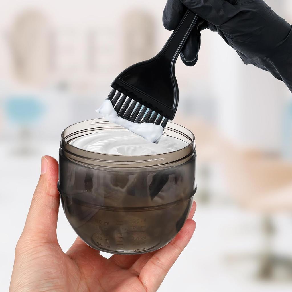Hair Dye Shaking Bowl, Black Hair Color Bowls, Plastic Hair Coloring Mixer Bottle Salon Mixing Cup Tools with Measuring Scale for Home Hair Salon