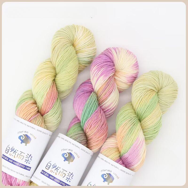 

100 г 270 метров пряжи из окрашенной вручную шерсти для вязания крючком и спицами свитера шарфа градиентного цвета пряжа из хлопчатобумажной шерсти