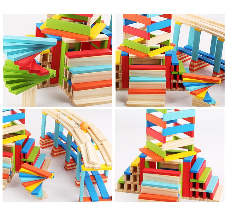 100 stücke Diy Bunte Bausteinziegel Konstruieren Spielzeug Set Holzblöcke Für Blockdruck Frühe bildung geschenk