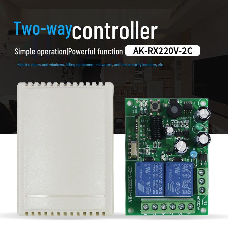 220V 2-Way Remote Control Switch with Five-Device Wireless Control and 10A Relay Receiver
