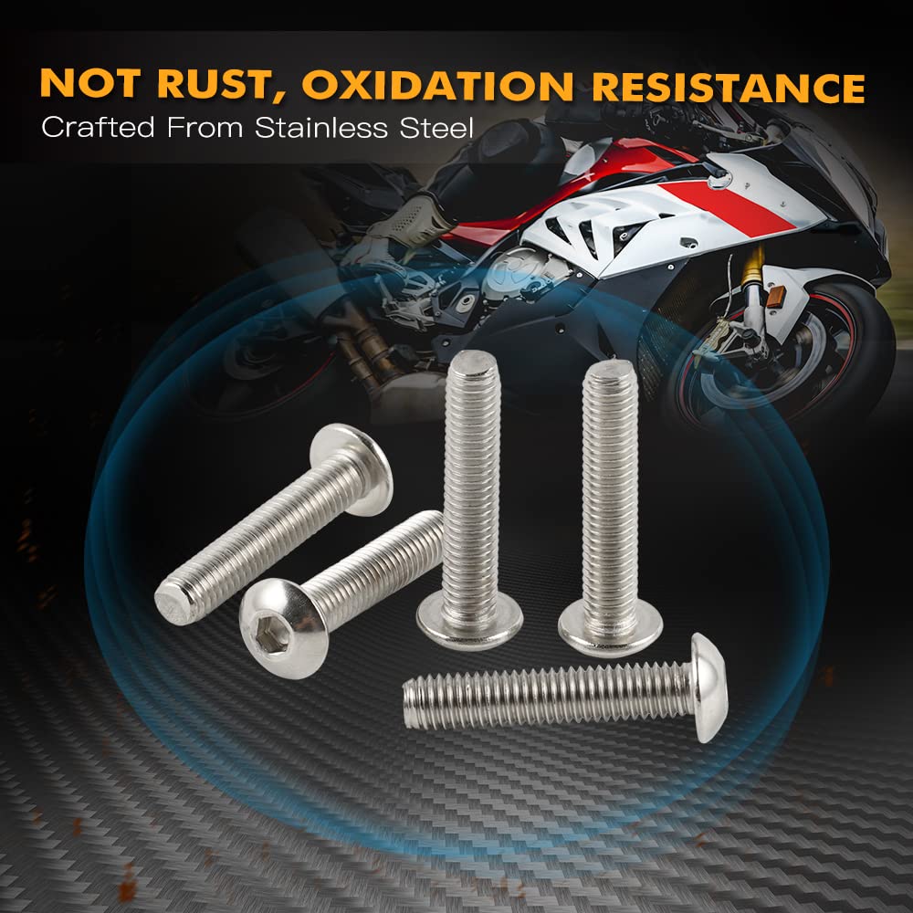 NICECNC 177PCS M5 M6 Fairing Bolts Kit Fastener Clips Screw Stainless Steel Sports Car Housing Screw Kit Compatible with Kawasaki, Fairing Bolts Kit