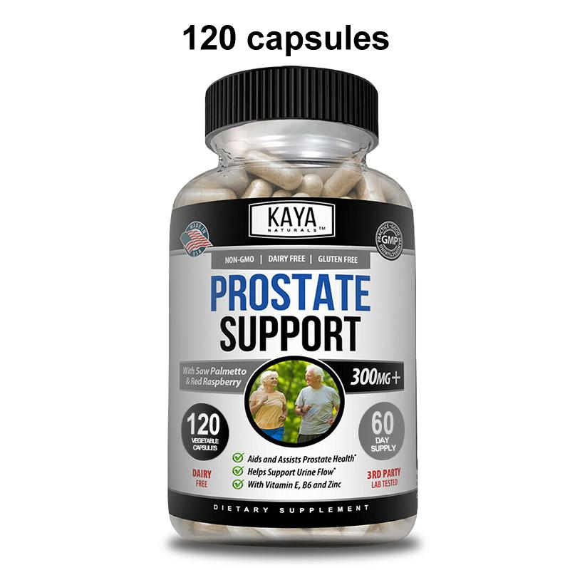 Prostate Support Capsules for Men, Saw Palmetto Pumpkin Seed Zinc Vitamin E B6 Supplement,120 Vegetable Capsules