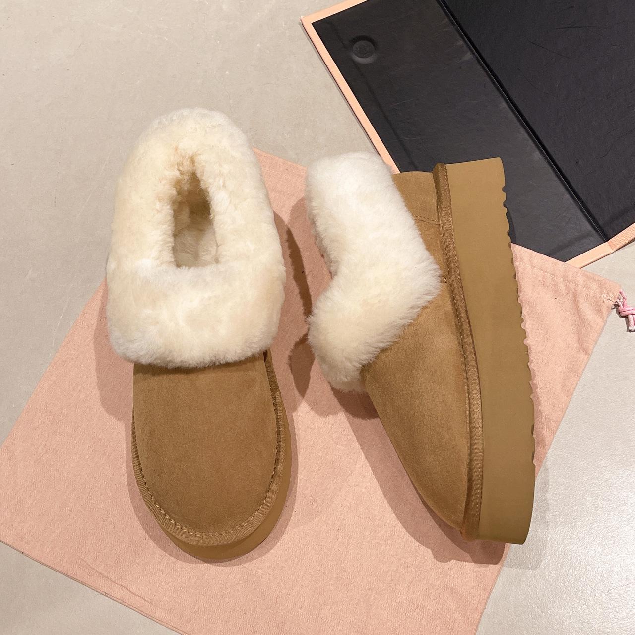 

[Fanfuna] Northeast snow boots with integrated fur 2025 new one-pedal fluff winter warm cotton shoes for women 42 верблюд